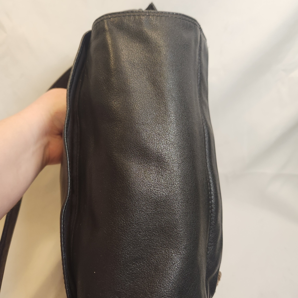 Americana By Sharif Black Leather Shoulder/Crossbody Bag - Picture 3 of 14